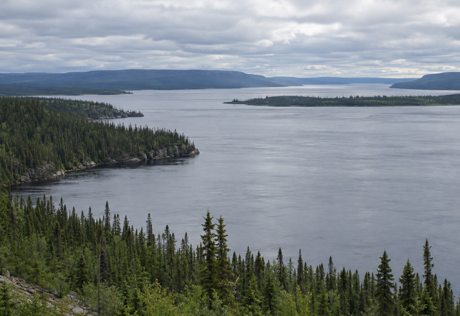 The Churchill River meeting Lake Melville near Happy Valley-Goose Bay, Labrador